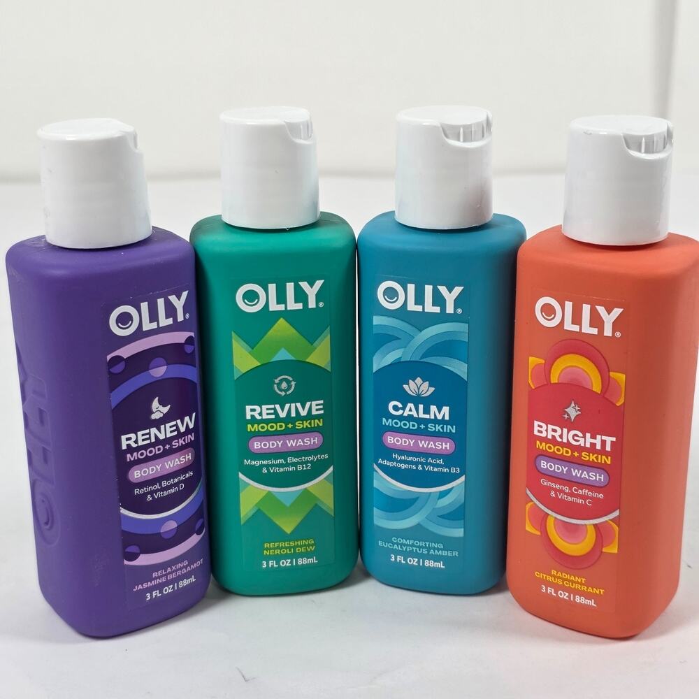 OLLY Body Wash Mixed Pack 4 Count to Restore Skin barrier & Hydrate skin 3 oz
